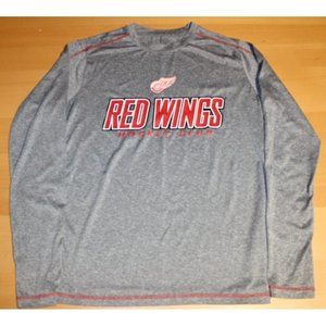 NHL Official Hockey Detroit Red Wings Long Sleeve LS Shirt Medium 38-40 Gray